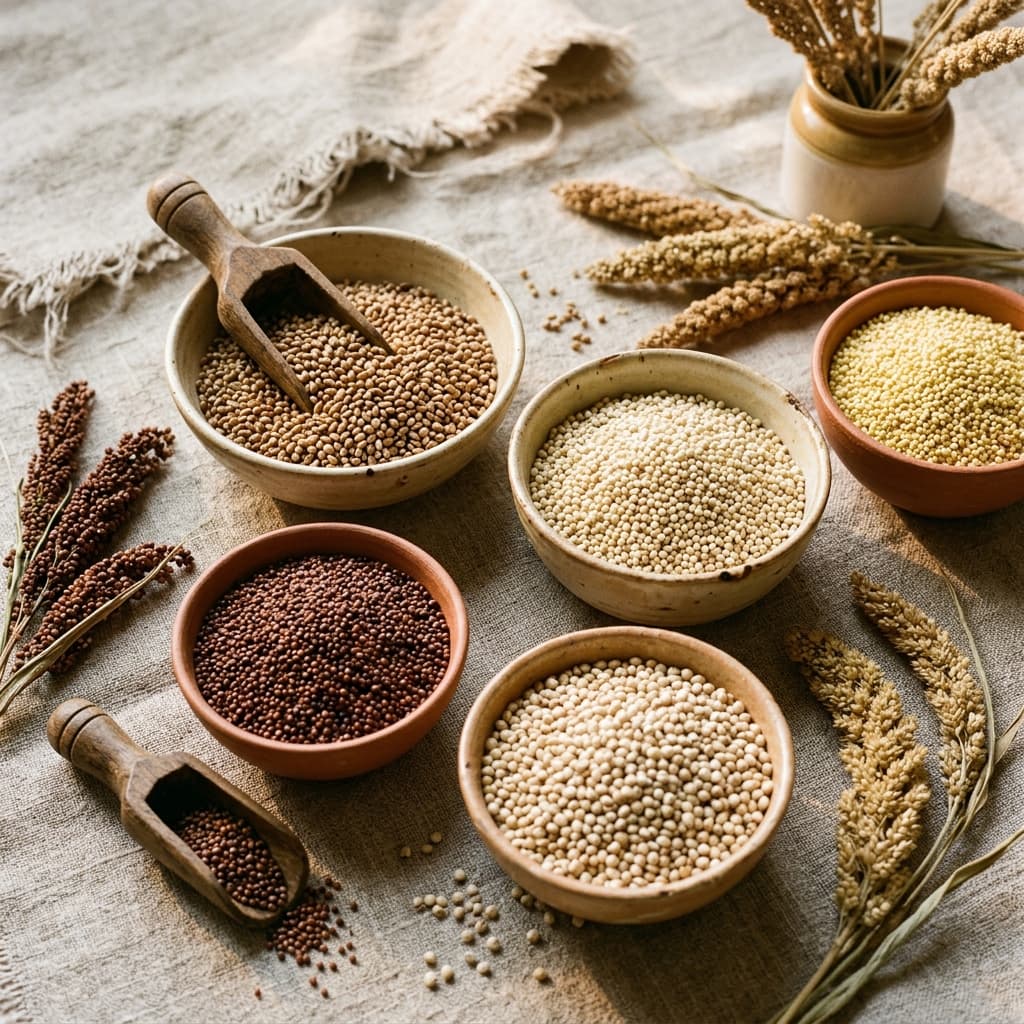 Organic unpolished Indian millets and ancient grains